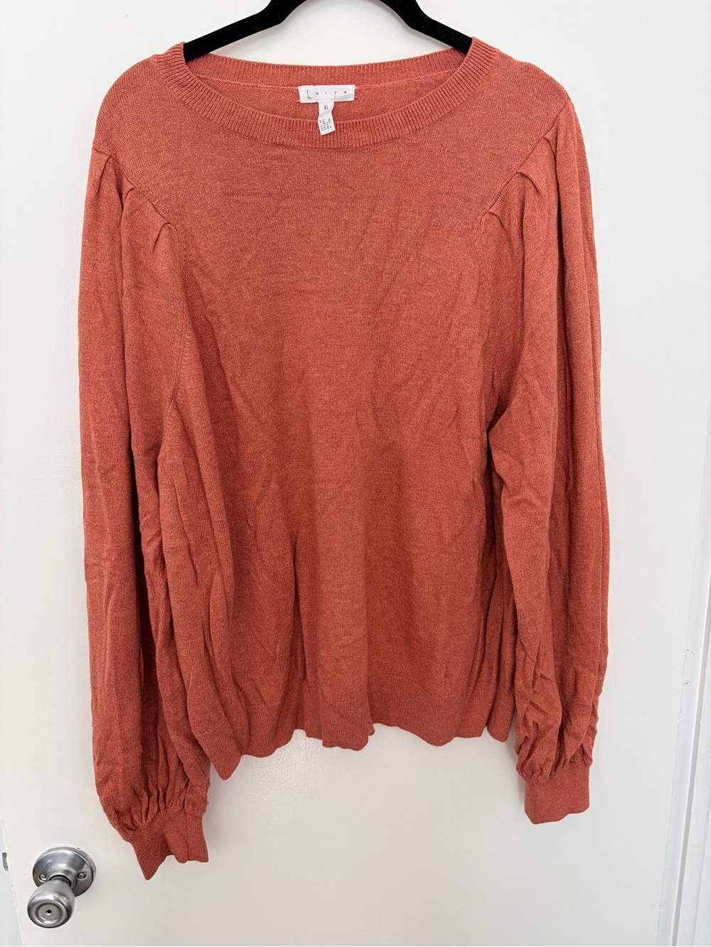 Leith Nordstrom Rust Pleated Sleeve Sweater Women’s XL Balloon Sleeve Pullover